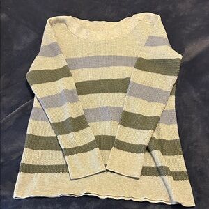 Market & Spruce Gray and Olive Striped Sweater
